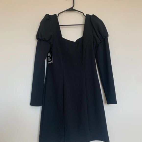 Express Black Mini Dress with Poof Long Sleeves - Picture 3 of 4